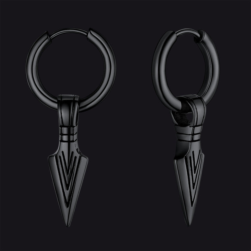 Viking Earrings for – Arrowhead Spear Gungnir Drop Hoop Earrings