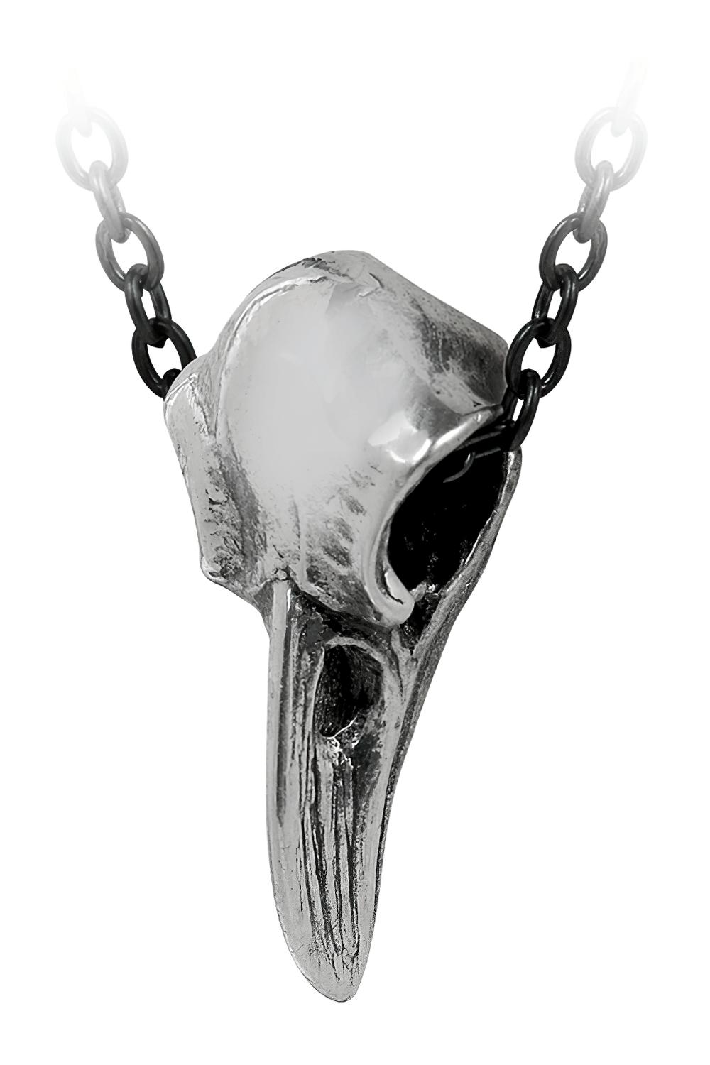 Authentic Raven Skull Pendant With Detailed Pewter Design