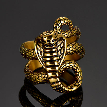 Gothic Punk Cobra Snake Ring for