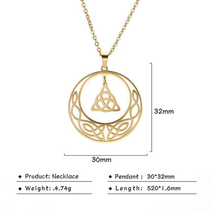 Crescent Moon Triquetra Dangle Necklace