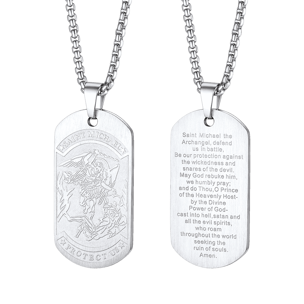 The Archangel Saint Michael Dog Tag Necklace for