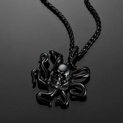 Gothic Octopus Skull Necklace for