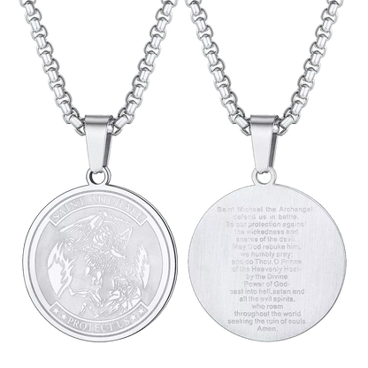 St. Michael Coin Necklace Medal Protection Pendant