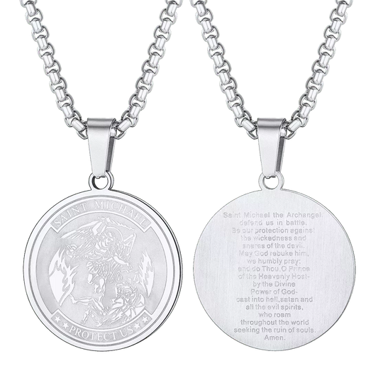St. Michael Coin Necklace Medal Protection Pendant