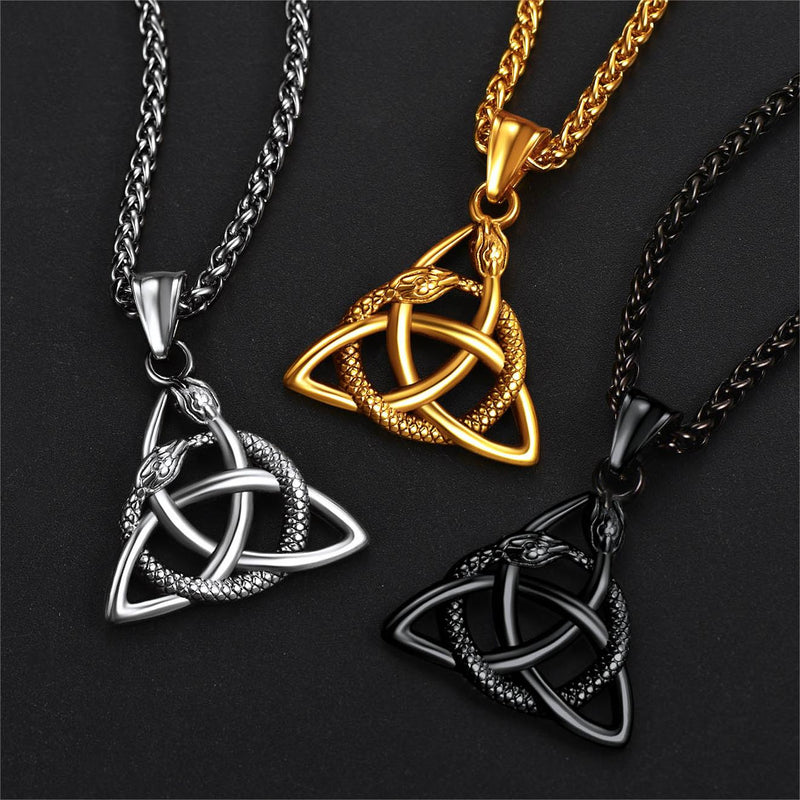 Ouroboros Celtic Knot Snake Pendant Necklace