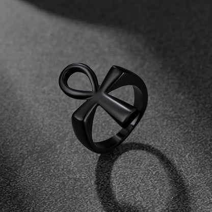 Egyptian Coptic Ankh Cross Stainless Steel Ring for