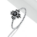 Spade & Heart Crystal Silver Ring