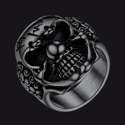 Gothic Joker Clown Skull Stainless Steel Ring for
