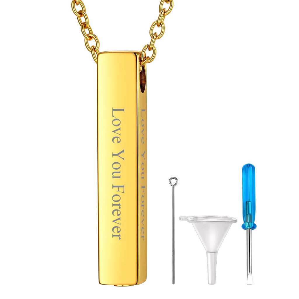 Engraved Bar Urn Necklace for Ashes Cremation Jewlery for