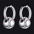 Baseball Drop Hoop Earrings for