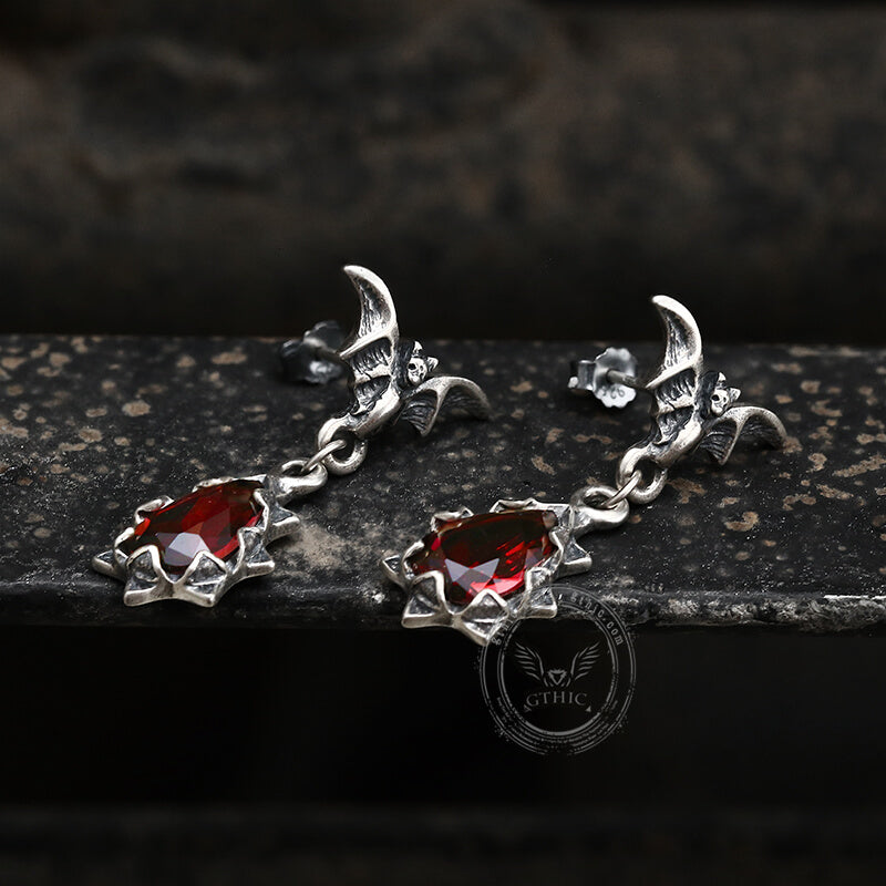 Bat Sterling Silver Crystal Earrings