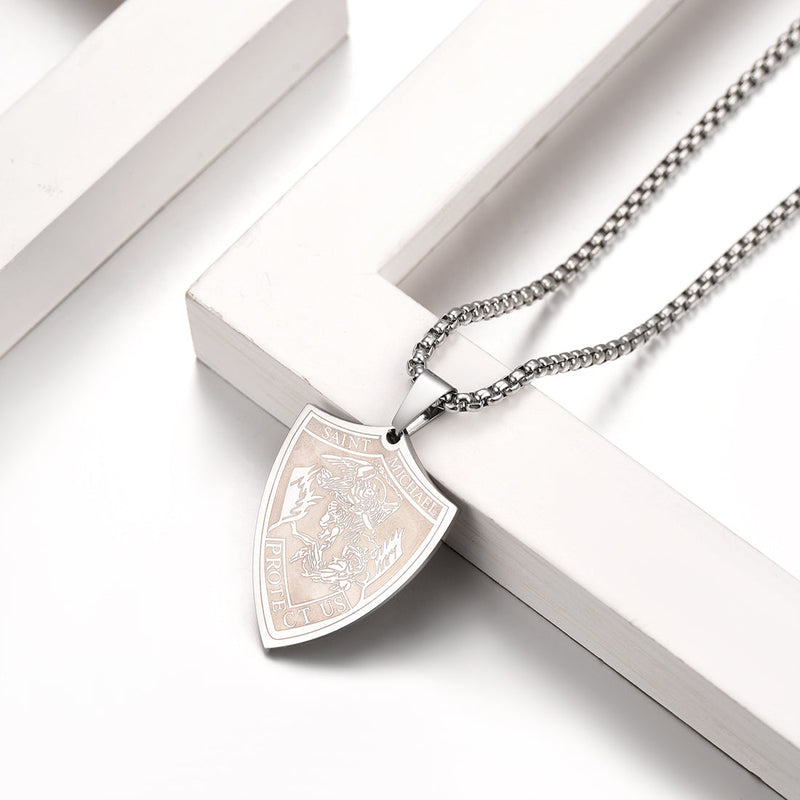 Saint Michael Necklace Shield Archangel Protection Pendant for