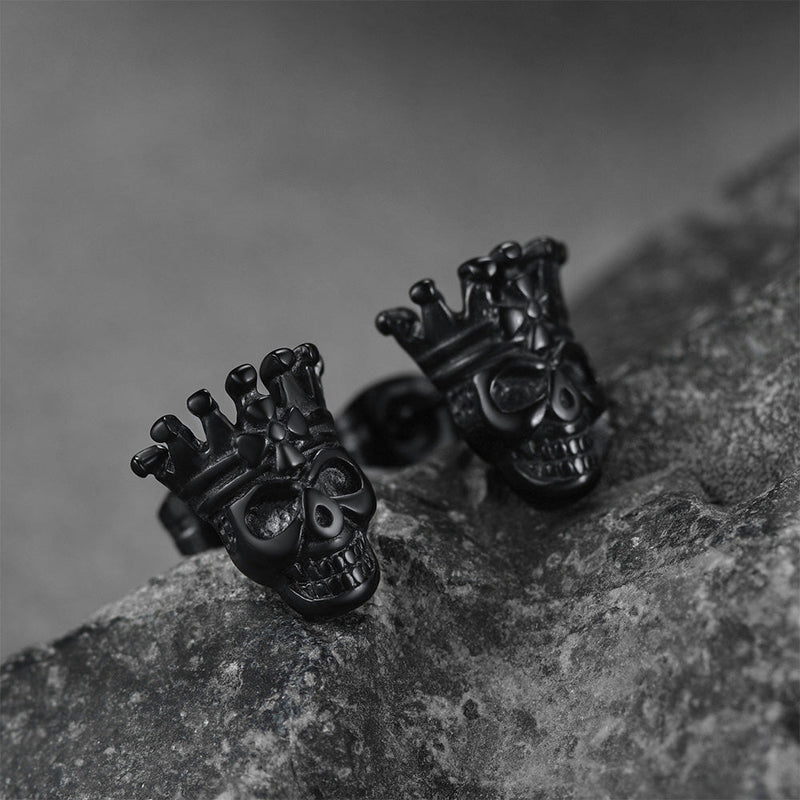 Punk Crown Skull Stud Earrings for Halloween Gift