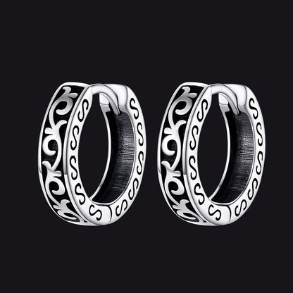 Sterling Silver Vine Celtic Huggie Hoop Earrings for