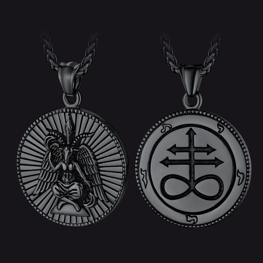 Baphomet Satanic Goat Leviathan Cross Necklace for