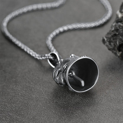 Biker Skull Bell Pendant Necklace Gift for Motorcycle