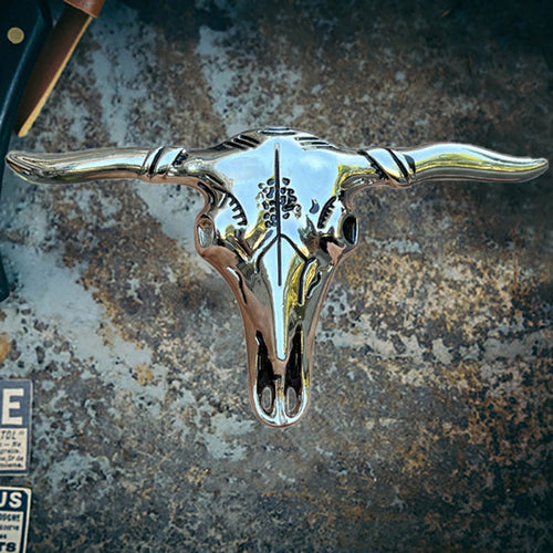 Bighorn Bison Skull Zinc Alloy Belt Buckle