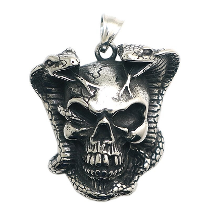 Biker Pendant Necklace With Devil Skull Skeleton / Punk Pendant Stainless Steel / Popular Jewelry