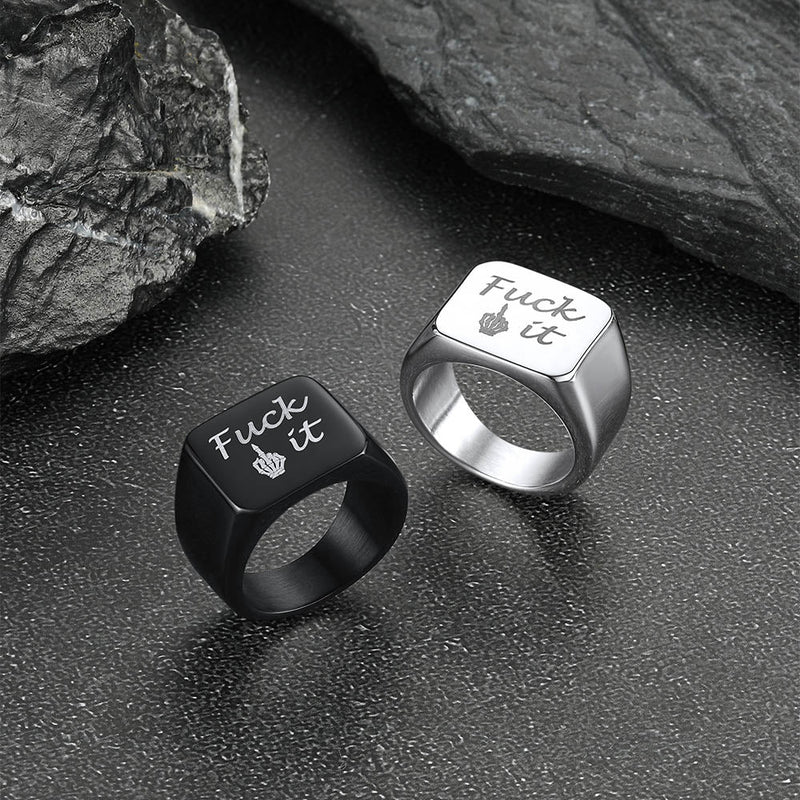 Stainless Steel Biker Signet Ring for