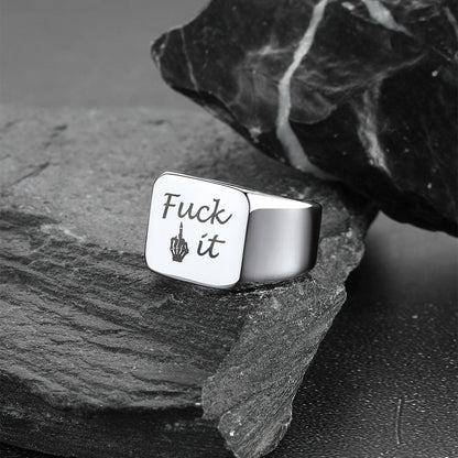 Stainless Steel Biker Signet Ring for