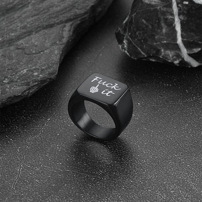 Stainless Steel Biker Signet Ring for