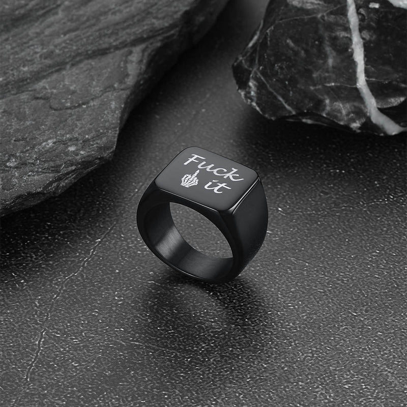 Stainless Steel Biker Signet Ring for