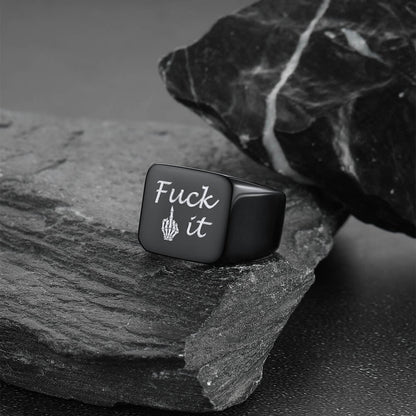 Stainless Steel Biker Signet Ring for
