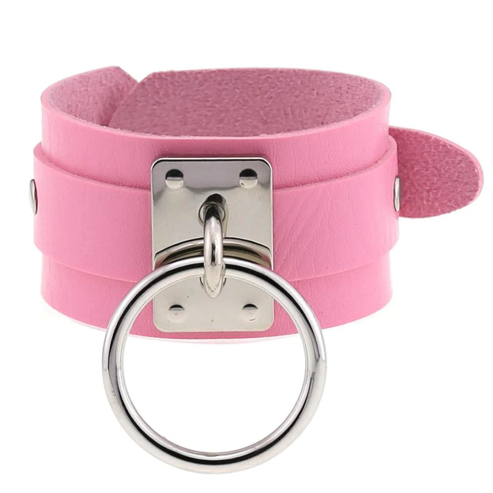 Black Leather Wristband / Bracelet for and / Rock Style Jewelry