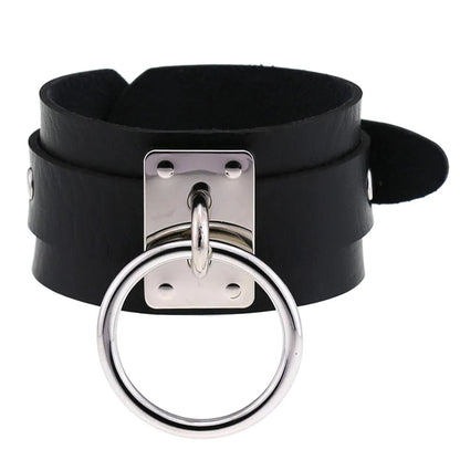 Black Leather Wristband / Bracelet for and / Rock Style Jewelry