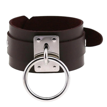 Black Leather Wristband / Bracelet for and / Rock Style Jewelry