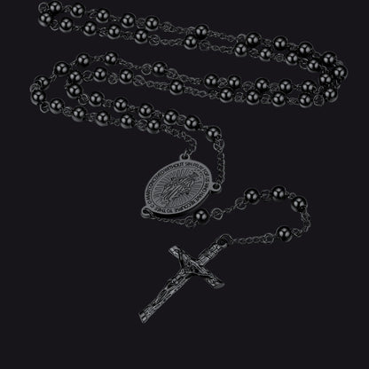 Catholic Virgin Mary Rosary Beads Cross Necklace Chain for