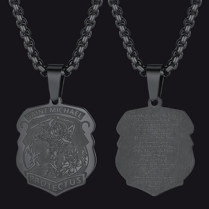 Archangel St. Michael Necklace Medal Shield Pendant for