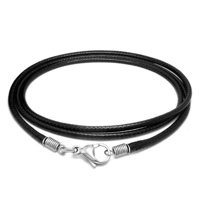 Black Wax Rope Necklace With Stainless Steel Locks