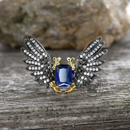 Black Devil Wings Brass Gothic Ring