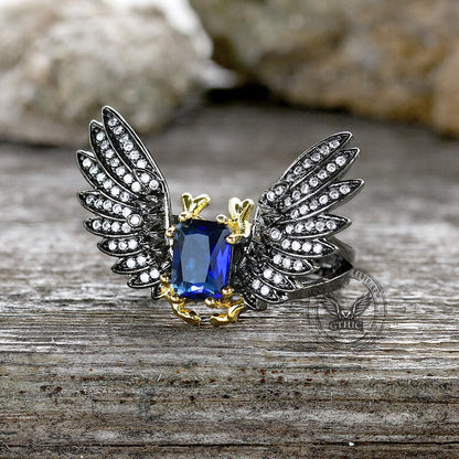 Black Devil Wings Brass Gothic Ring