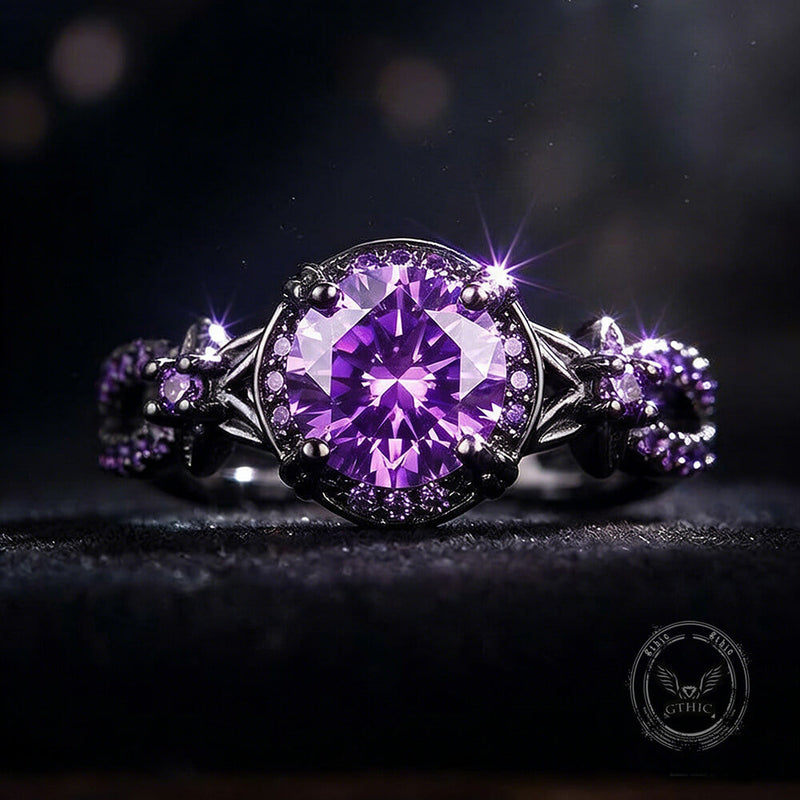 Black Diamond-set Brass Engagement Ring