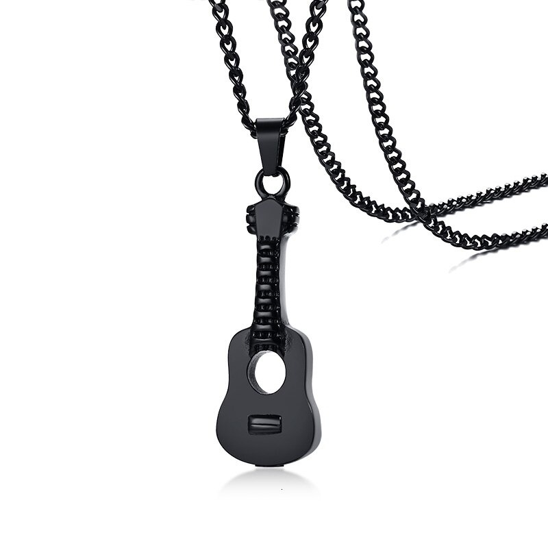 Brand Stainless Steel Necklace With Guitar Pendant / Storage Bottle Urn Ash Openable / Jewelry