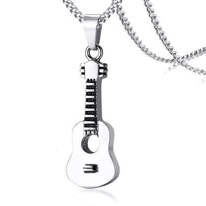 Brand Stainless Steel Necklace With Guitar Pendant / Storage Bottle Urn Ash Openable / Jewelry