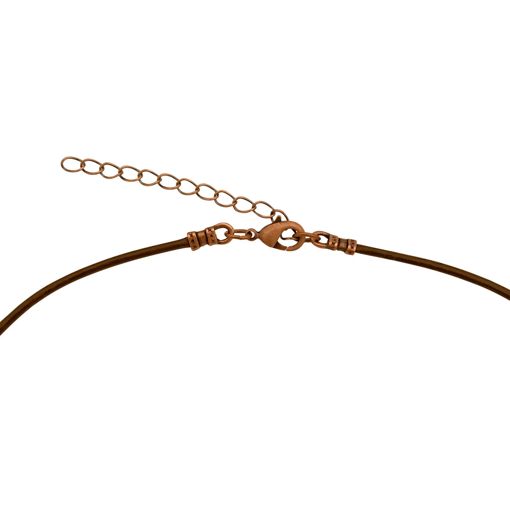 Dragonweave Paw Circle Charm Necklace and Earring Set, Antique Copper Brown Leather Choker and Leverback Earrings
