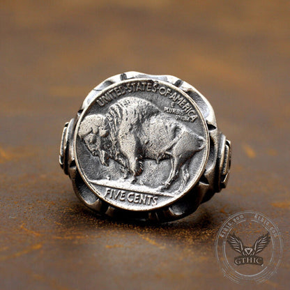 Buffalo Coin Sterling Silver Punk Ring