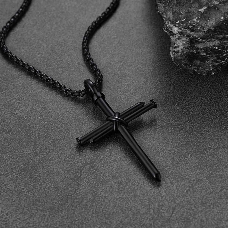 Christian Nail Cross Pendant Necklace for