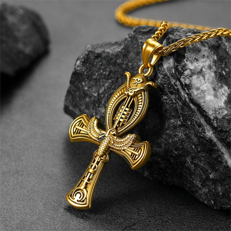 Flash Egyptian Ankh Cross Necklace With Eagle for