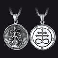 Baphomet Satanic Goat Leviathan Cross Necklace for
