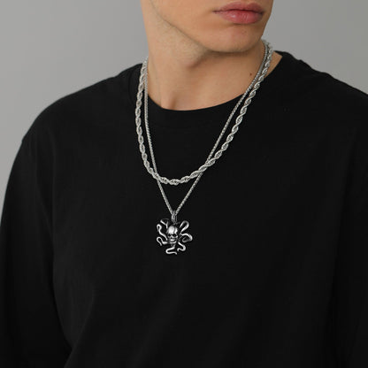 Gothic Octopus Skull Necklace for