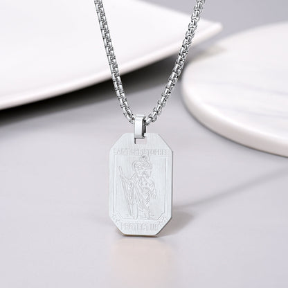 St. Christopher Dog Tag Necklace for