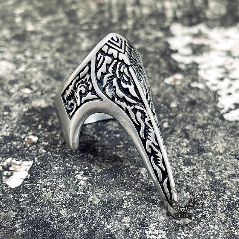 Carve Patterns Sterling Silver Archer Ring