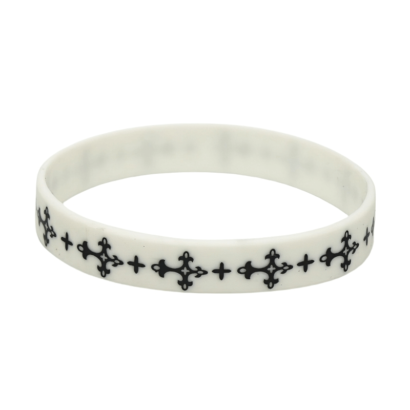 Cross Silicone Wristband / Black and White Sports Rubber Bracelets