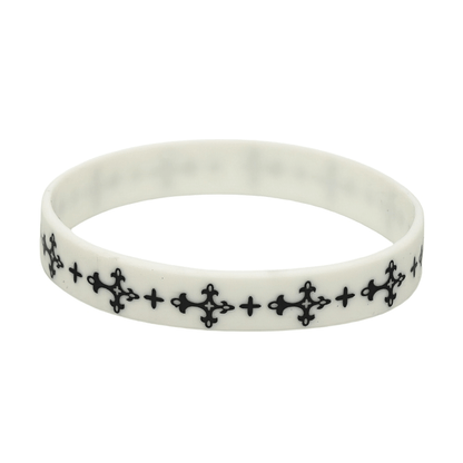 Cross Silicone Wristband / Black and White Sports Rubber Bracelets