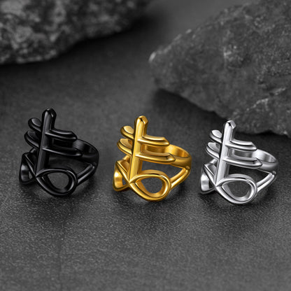 Satanic Leviathan Cross Stainless Steel Ring for
