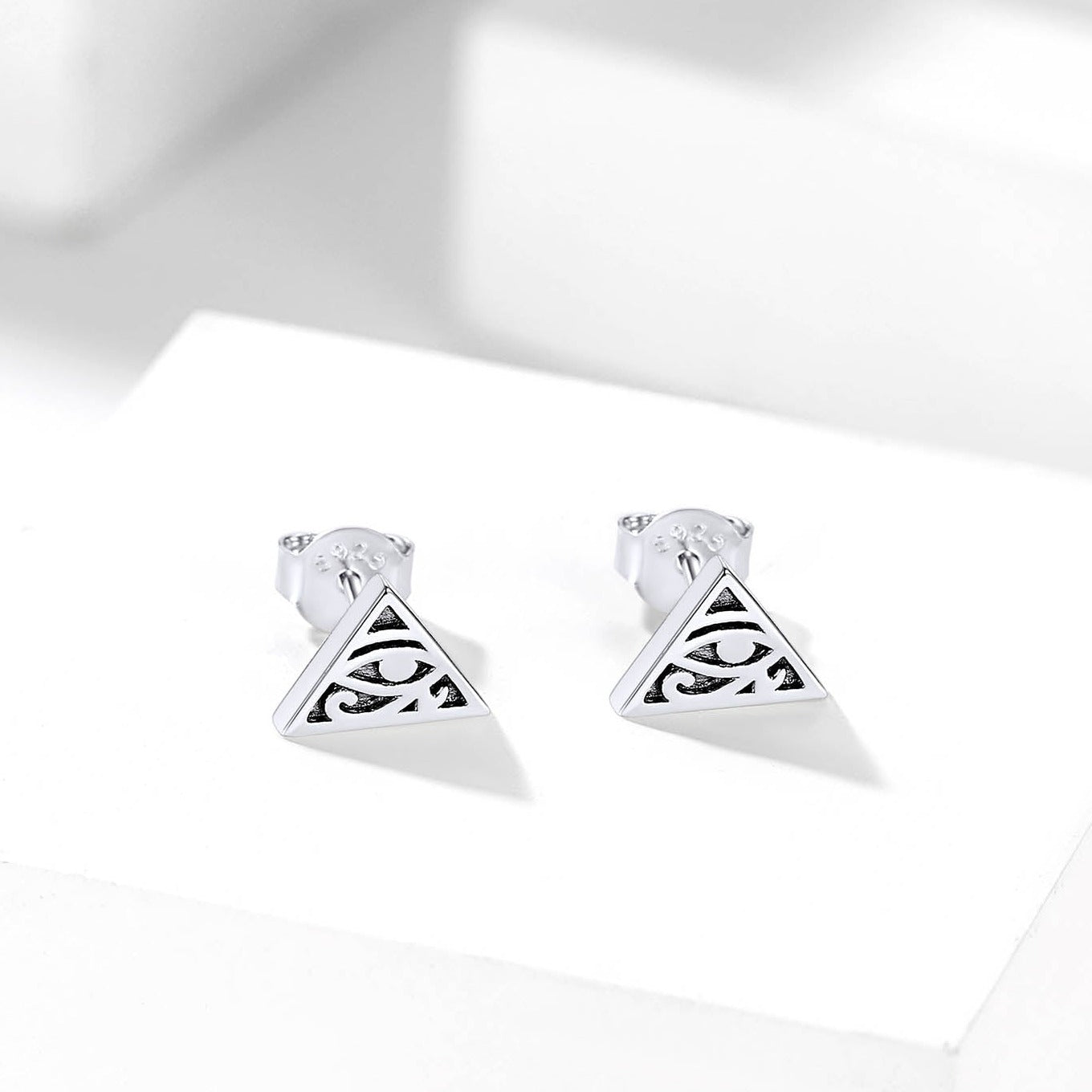 Sterling Silver Eye of Ra Stud Earrings for